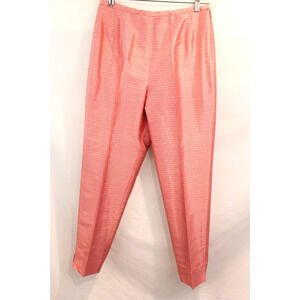 Susan Bristol Silk Pants Womens size 10 Orange Striped High Rise Ankle Crop Chic